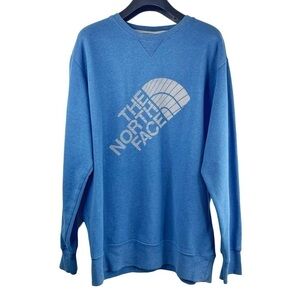 THE NORTH FACE Men’s Light Blue Crew Neck Sweatshirt w Cool Big Logo on Chest L
